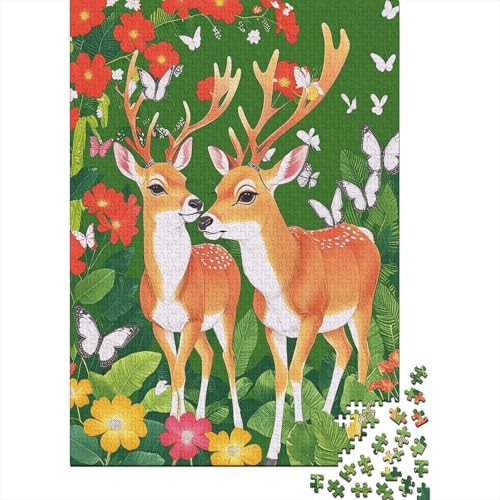 Puzzle 1000 Teile Zwei Rothirsche und weißer Schmetterling Holzspielzeug Für Erwachsene & Kinder, Klassische Puzzles, Lernspiel, Moderne Wohnkultur, Geschenkideen 1000pcs (75x50cm) von EMYXPAQM