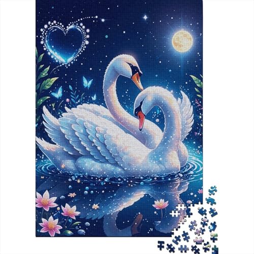 Puzzle 1000 Teile Zwei Schwäne zusammen, Für Kinder Klassische Holzspielzeug Herausforderndes Puzzle Als Geschenk 1000pcs (75x50cm) von EMYXPAQM