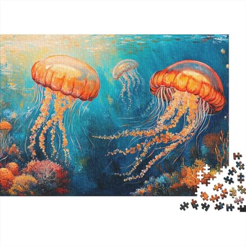 Qualle Puzzle 1000 Teile Unterwasserqualle, Für Kinder Classic Lernspiel Holzspielzeug Unique Gift 1000pcs (75x50cm) von EMYXPAQM