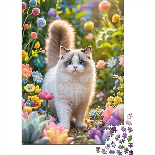 Ragdoll Katze Bunte Pflanzen Puzzle 1000 Teile Holzspielzeug, Jugendliche & Erwachsene, Klassische Puzzles, Lernspiel, Moderne Wohnkultur, Geschenk 1000pcs (75x50cm) von EMYXPAQM