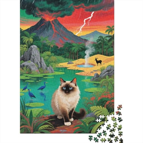 Ragdoll Katze Dschungelpool Puzzle 1000 Teile Holzspielzeug, Erwachsene & Kinder Ab 14 Jahren, Klassische Puzzles, Legespiel, Moderne Wohnkultur, Geschenk 1000pcs (75x50cm) von EMYXPAQM