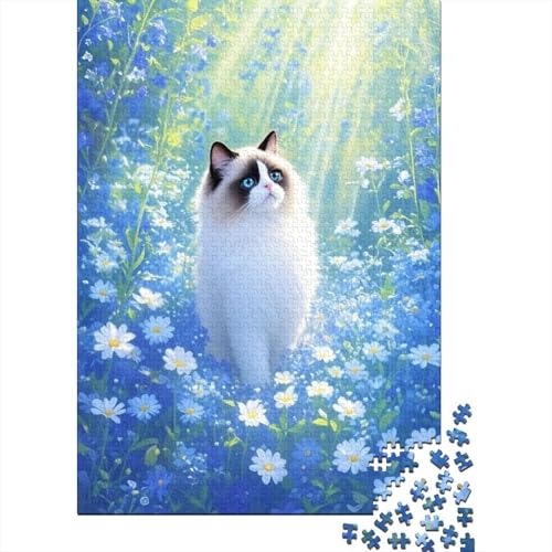 Ragdoll Katze Flora Sonnenlicht Puzzle 1000 Teile Holzspielzeug, Erwachsene & Kinder Ab 14 Jahren, Klassische Puzzles, Legespiel, Home Dekoration, Einzigartiges Geschenk 1000pcs (75x50cm) von EMYXPAQM