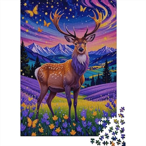Rothirsch Puzzle 1000 Teile Rothirsch flüssiger Sternenhimmel, Für Kinder Klassische Holzspielzeug Herausforderung Als Geschenk 1000pcs (75x50cm) von EMYXPAQM