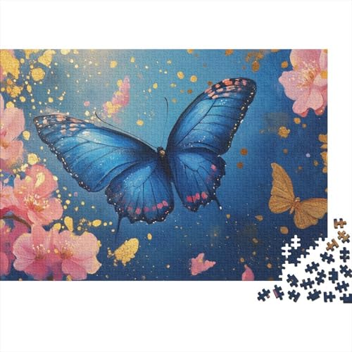 Schmetterling Puzzle 1000 Teile Blauer Schmetterling und Blume, Für Kinder Klassische Idoor-Puzzle-Kreativspiel Holzpuzzles Unique Gift 1000pcs (75x50cm) von EMYXPAQM