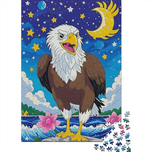 Seeadler Puzzle 1000 Teile Weißschwanzadler Sterne Mond, Für Kinder Klassische Holzspielzeug Herausforderung Als Geschenk 1000pcs (75x50cm) von EMYXPAQM