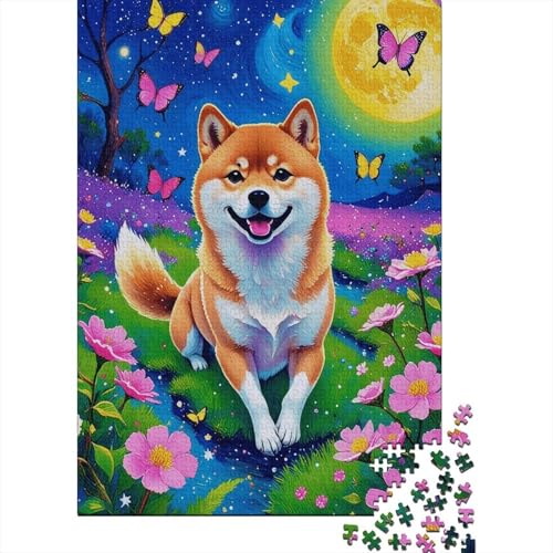 Shiba Inu Puzzle 1000 Teile Shiba Inu im Blumenfeld, Für Kinder Klassische Holzpuzzles Lernspiel Als Geschenk 1000pcs (75x50cm) von EMYXPAQM