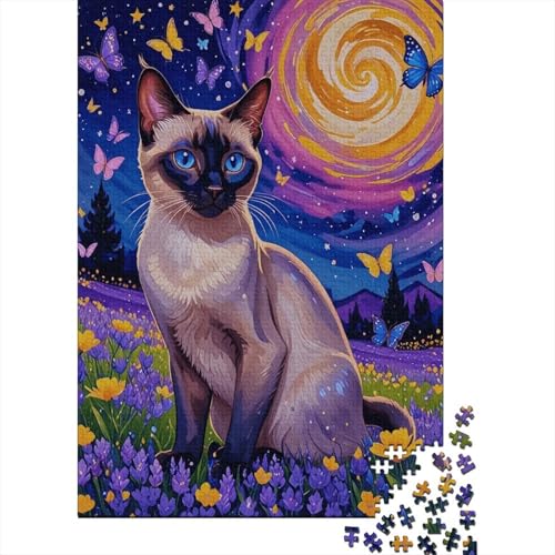 Siamkatze Puzzle 1000 Teile Siamkatzen-Wirbelsternen, Für Kinder Klassische Holzpuzzles Lernspiel Als Geschenk 1000pcs (75x50cm) von EMYXPAQM