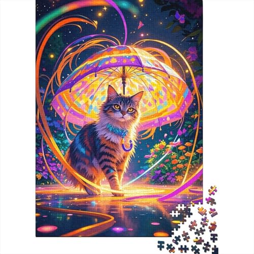 Sibirische Katze Regenschirm Puzzle 1000 Teile Holzspielzeug, Jugendliche & Erwachsene, Klassische Puzzles, Lernspiel, Moderne Wohnkultur, Geschenk 1000pcs (75x50cm) von EMYXPAQM