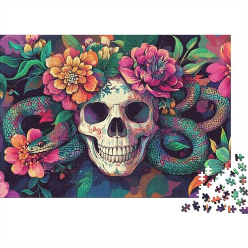 Skelett Puzzle 1000 Teile Skelettblumenschlange, Für Kinder Classic Herausforderndes Puzzles Holzpuzzles Unique Gift 1000pcs (75x50cm) von EMYXPAQM