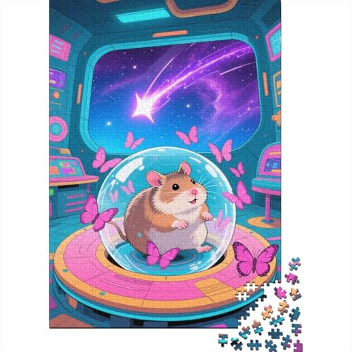 Syrischer Hamster Puzzle 1000 Teile Syrischer Hamster Raumschiff, Für Kinder Klassische Holzpuzzles Herausforderung Unique Gift 1000pcs (75x50cm) von EMYXPAQM