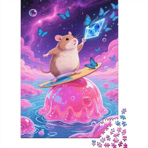 Syrischer Hamster Puzzle 1000 Teile Syrischer Hamster Surfbrett, Für Kinder Klassische Holzspielzeug Lernspiel Unique Gift 1000pcs (75x50cm) von EMYXPAQM