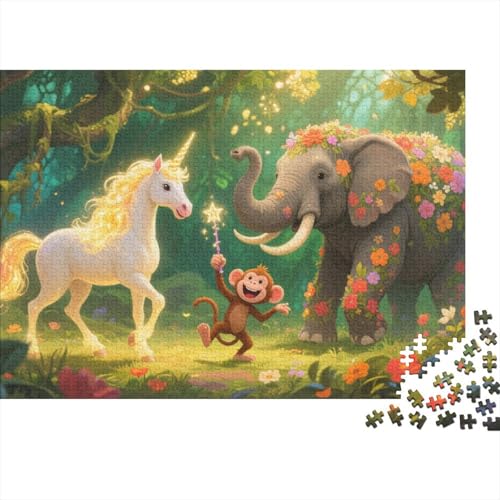 Tiere Puzzle 1000 Teile AFFE hält Zauberstab, Für Kinder Classic Lernspiel Holzpuzzles Als Geschenk 1000pcs (75x50cm) von EMYXPAQM