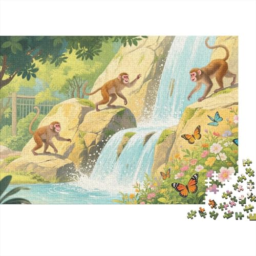 Tiere Puzzle 1000 Teile AFFE klettert an Wasserfallsteinen, Für Kinder Klassische Idoor-Puzzle-Kreativspiel Holzspielzeug Als Geschenk 1000pcs (75x50cm) von EMYXPAQM