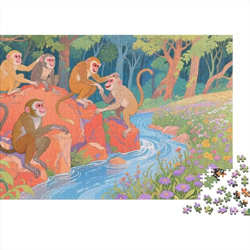 Tiere Puzzle 1000 Teile Affen lachen und Spielen, Für Kinder Classic Pädagogisches Spiel Holzpuzzles Als Geschenk 1000pcs (75x50cm) von EMYXPAQM