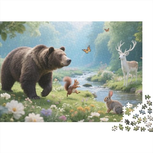 Tiere Puzzle 1000 Teile Braunbär geht am Bach, Für Kinder Classic Pädagogisches Spiel Holzpuzzles Als Geschenk 1000pcs (75x50cm) von EMYXPAQM