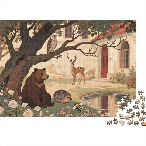 Tiere Puzzle 1000 Teile Braunbär sitzt unter Baum, Für Kinder Classic Herausforderndes Puzzles Holzpuzzles Als Geschenk 1000pcs (75x50cm) von EMYXPAQM