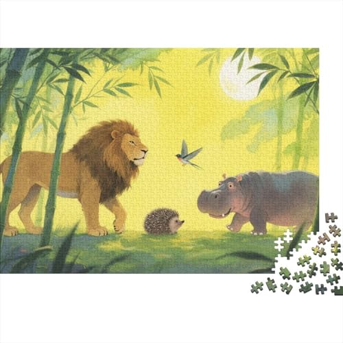 Tiere Puzzle 1000 Teile Löwe und Hema im Bambushain, Für Kinder Classic Lernspiel Holzspielzeug Unique Gift 1000pcs (75x50cm) von EMYXPAQM