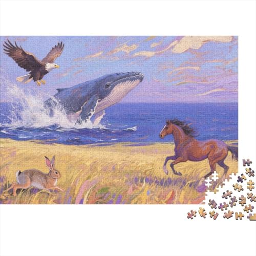 Tiere Puzzle 1000 Teile Massiger Wal springt aus Wasser, Für Kinder Classic Lernspiel Holzpuzzles Unique Gift 1000pcs (75x50cm) von EMYXPAQM