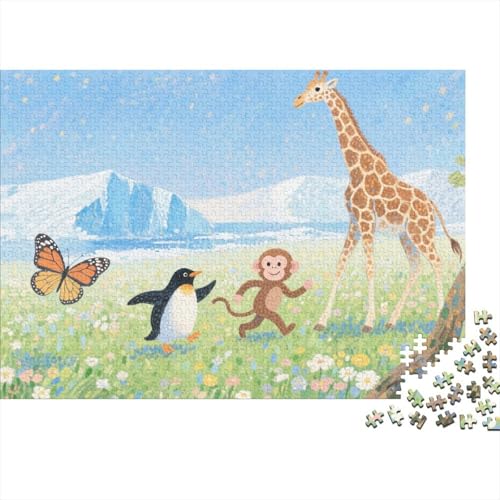 Tiere Puzzle 1000 Teile Pinguine und Affen tanzen, Für Kinder Classic Pädagogisches Spiel Holzpuzzles Als Geschenk 1000pcs (75x50cm) von EMYXPAQM