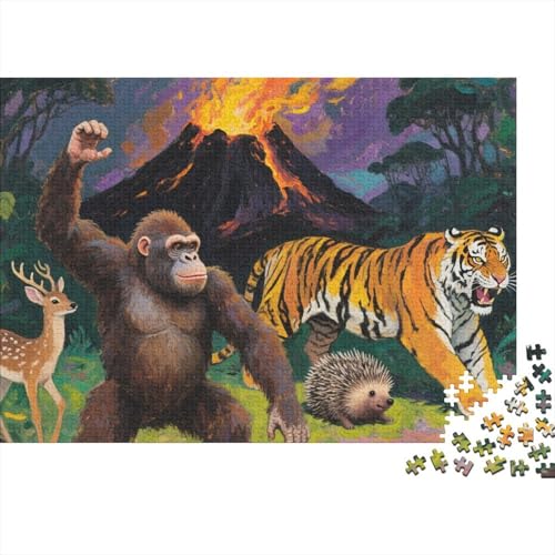 Tiere Puzzle 1000 Teile Schimpansen wedeln mit Armen, Für Kinder Classic Lernspiel Holzpuzzles Unique Gift 1000pcs (75x50cm) von EMYXPAQM