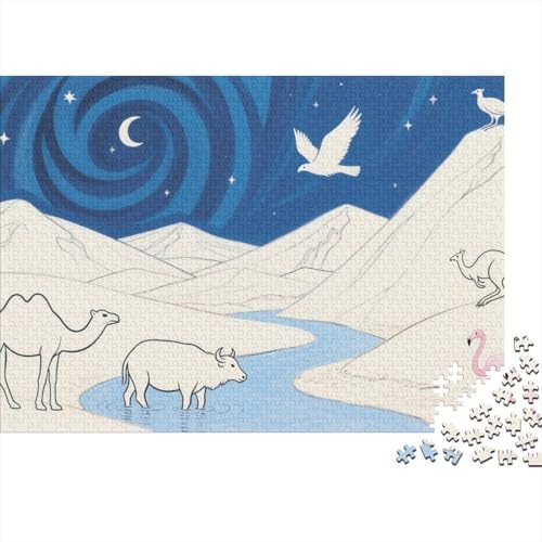 Tiere Puzzle 1000 Teile Sternennacht-Tiere in Bergen und Flüssen, Für Kinder Classic Pädagogisches Spiel Holzpuzzles Als Geschenk 1000pcs (75x50cm) von EMYXPAQM