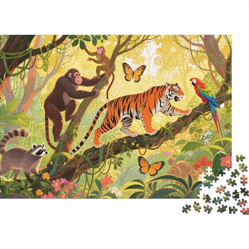 Tiere Puzzle 1000 Teile Tiere Stehen auf Baumstämmen, Für Kinder Classic Pädagogisches Spiel Holzpuzzles Als Geschenk 1000pcs (75x50cm) von EMYXPAQM