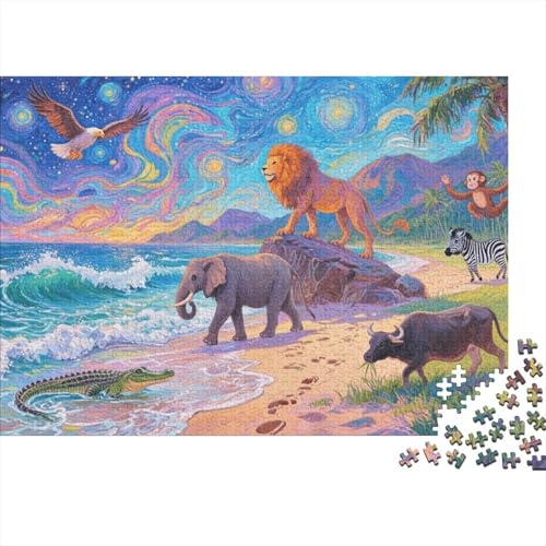 Tiere Puzzle 1000 Teile Tiere am Meeresstrand, Für Kinder Classic Herausforderung Spielzeug Holzspielzeug Als Geschenk 1000pcs (75x50cm) von EMYXPAQM