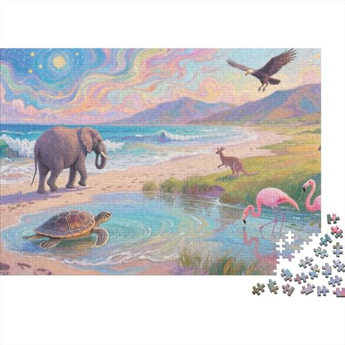 Tiere Puzzle 1000 Teile Tiere am Strand, Für Kinder Classic Herausforderndes Puzzles Holzpuzzles Als Geschenk 1000pcs (75x50cm) von EMYXPAQM