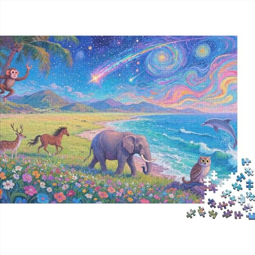 Tiere Puzzle 1000 Teile Tiere an Küstenwiese, Für Kinder Classic Lernspiel Holzpuzzles Unique Gift 1000pcs (75x50cm) von EMYXPAQM