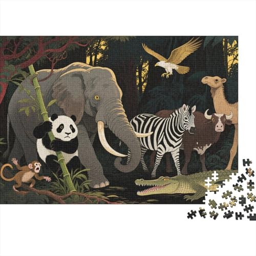 Tiere Puzzle 1000 Teile Tiere im Wald, Für Kinder Classic Pädagogisches Spiel Holzpuzzles Unique Gift 1000pcs (75x50cm) von EMYXPAQM