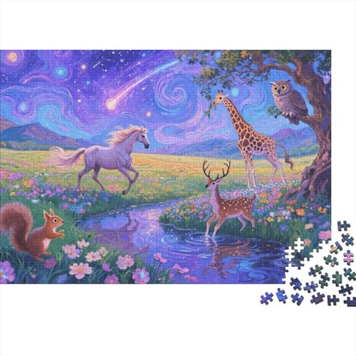 Tiere Puzzle 1000 Teile Tiere in Wildblumen und Gras, Für Kinder Classic Pädagogisches Spiel Holzspielzeug Als Geschenk 1000pcs (75x50cm) von EMYXPAQM