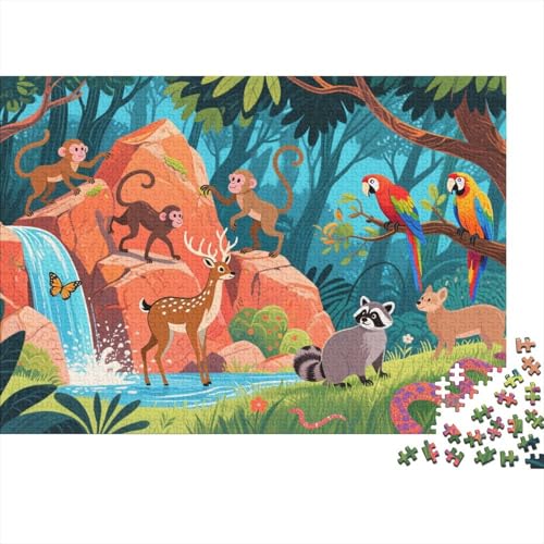 Tiere Puzzle 1000 Teile Tiere sammeln Sich am kleinen Wasserfall, Für Kinder Classic Herausforderung Spielzeug Holzspielzeug Als Geschenk 1000pcs (75x50cm) von EMYXPAQM