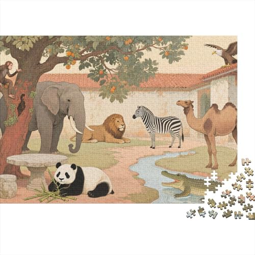 Tiere Puzzle 1000 Teile Tiergruppe im Hof, Für Kinder Classic Herausforderung Spielzeug Holzpuzzles Unique Gift 1000pcs (75x50cm) von EMYXPAQM