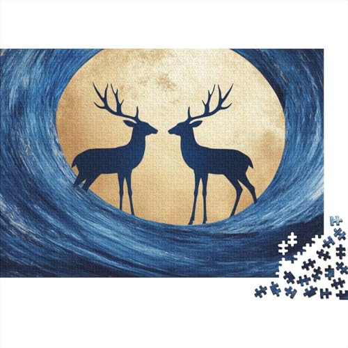 Tiere Puzzle 1000 Teile Zwei Sich gegenüberstehende Hirsche, Für Kinder Classic Herausforderung Spielzeug Holzpuzzles Als Geschenk 1000pcs (75x50cm) von EMYXPAQM