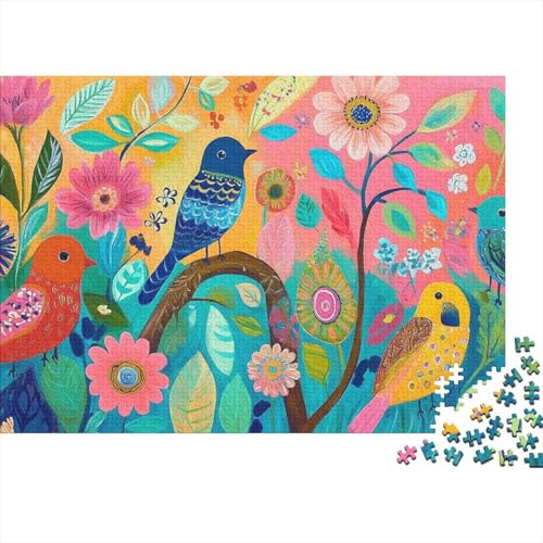 Vogel Puzzle 1000 Teile Cartoon-bunter Vogel, Für Kinder Classic Lernspiel Holzspielzeug Als Geschenk 1000pcs (75x50cm) von EMYXPAQM