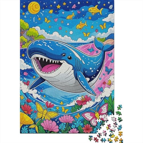 Wal Puzzle 1000 Teile Der Wal mit geöffnetem Maul, Für Kinder Klassische Holzpuzzles Herausforderung Unique Gift 1000pcs (75x50cm) von EMYXPAQM