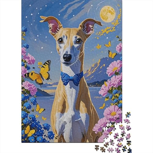 Whippet Puzzle 1000 Teile Whippet Blumen, Für Kinder Klassische Holzspielzeug Herausforderung Unique Gift 1000pcs (75x50cm) von EMYXPAQM