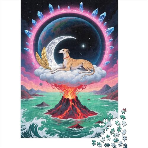 Whippet Puzzle 1000 Teile Whippet auf dem Vulkan, Für Kinder Klassische Holzpuzzles Lernspiel Als Geschenk 1000pcs (75x50cm) von EMYXPAQM