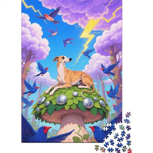 Whippet Puzzle 1000 Teile Whippet auf einem Riesenpilz, Für Kinder Klassische Holzspielzeug Lernspiel Als Geschenk 1000pcs (75x50cm) von EMYXPAQM
