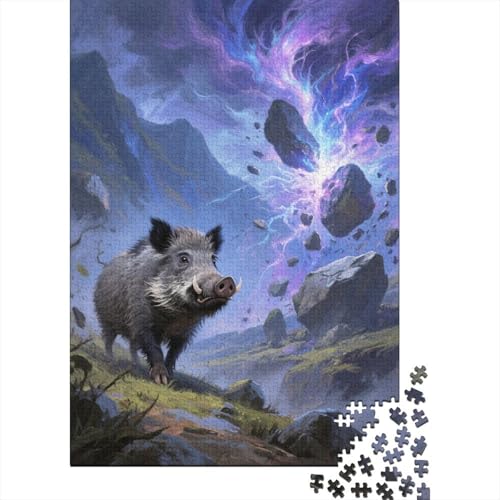 Wildschwein Bergfelsen Puzzle 1000 Teile Holzspielzeug, Erwachsene & Kinder Ab 14 Jahren, Klassische Puzzles, Legespiel, Moderne Wohnkultur, Geschenkideen 1000pcs (75x50cm) von EMYXPAQM