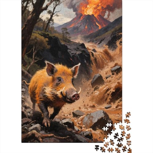 Wildschwein Vulkan Fluss Puzzle 1000 Teile Holzspielzeug, Jugendliche & Erwachsene, Klassische Puzzles, Lernspiel, Wohnkultur, Geschenk 1000pcs (75x50cm) von EMYXPAQM
