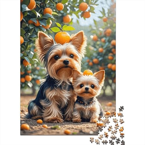 Yorkshire Terrier Orangenbaum Puzzle 1000 Teile Holzspielzeug, Erwachsene & Kinder Ab 14 Jahren, Klassische Puzzles, Legespiel, Moderne Wohnkultur, Geschenkideen 1000pcs (75x50cm) von EMYXPAQM
