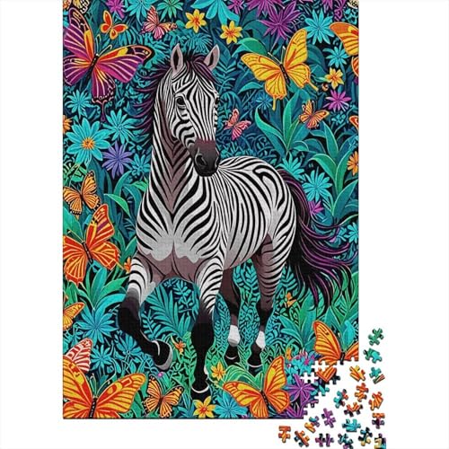 Zebra Puzzle 1000 Teile Zebra in den Blumen, Für Kinder Klassische Holzpuzzles Lernspiel Unique Gift 1000pcs (75x50cm) von EMYXPAQM