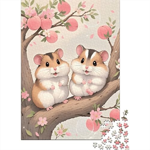 Zwei Hamster Pfirsichbaum Puzzle 1000 Teile Holzspielzeug, Jugendliche & Erwachsene, Klassische Puzzles, Lernspiel, Home Dekoration, Geschenkideen 1000pcs (75x50cm) von EMYXPAQM