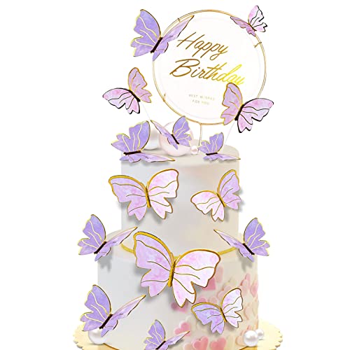 31 Stück Schmetterlinge kuchen deko, Schmetterlinge Tortendeko Cake Topper Schmetterling Cupcake Topper Tortendeko Geburtstag, Für Kuchen Dekoration Hochzeit Babyparty (lila) von ENAIAH