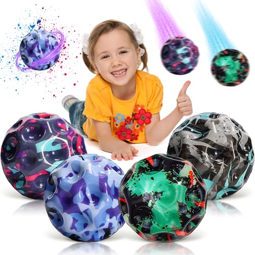 ENAIAH 4 Stück Astro Jump Ball Bounce Ball Hohe Springender Gummiball Ball der zurück kommt Moonball EIN Knallendes Geräusch Machen Bounce-Loch-Ball Mondball Lavaball für Kinder im Freien von ENAIAH