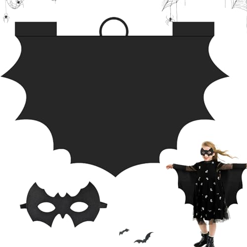 ENAIAH Halloween Fledermaus Kostüm für Kinder, Fledermaus Kinderkostüm Vampir Fledermausflügel Umhang mit Fledermaus Maske Fledermaus Umhang Kinder Bat Kostüm, Für Halloween,Karneval,Cosplay (120) von ENAIAH