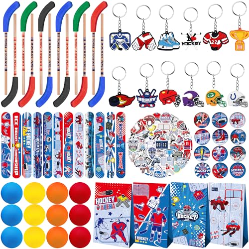 113 PCS Hockey-Partygeschenke-41 Hockey Aufkleber, 12 Goodie Taschen, 12 Button Abzeichen, 12 Slap Armbänder, 12 Kugeln, 12 Bleistifte, 12 Schlüsselanhänger für Eishockey, Sport, Party, Zubehör 113 PCS Hockey-Partygeschenke-41 Hockey Aufkleber, 12 Goodie Taschen, 12 Button Abzeichen, 12 Slap Armbänder, 12 Kugeln, 12 Bleistifte, 12 Schlüsselanhänger für Eishockey, Sport, Party, Zubehör von ENCETARDE