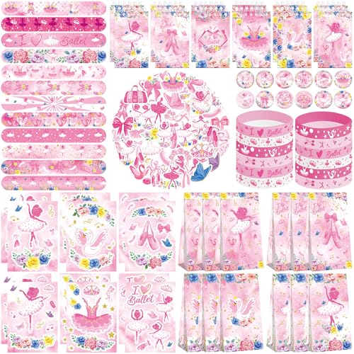 Ballett-Partygeschenke, 12 Geschenktüten, 12 Mini-Notizblöcke, 12 Gummi-Armbänder, 50 Aufkleber, 12 zusammenbaubare Aufkleber, 12 Knopf-Abzeichen, 12 Slap-Armbänder für Mädchen, Ballett-Partygeschenke, 12 Geschenktüten, 12 Mini-Notizblöcke, 12 Gummi-Armbänder, 50 Aufkleber, 12 zusammenbaubare Aufkleber, 12 Knopf-Abzeichen, 12 Slap-Armbänder für Mädchen, von ENCETARDE