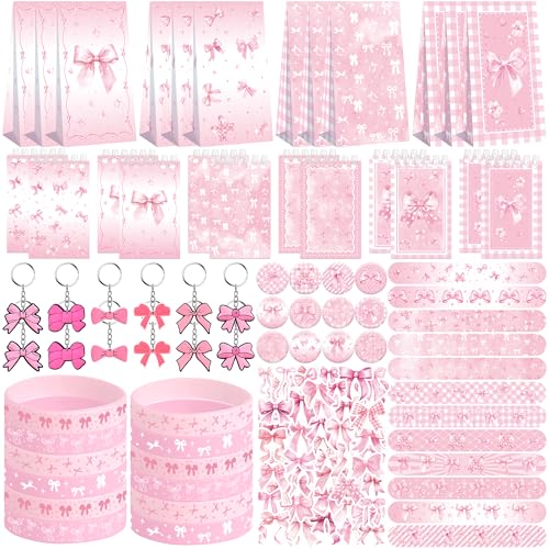 ENCETARDE Partygeschenke mit rosa Schleife, 12 Geschenktüten, 12 Mini-Notizblöcke, 12 Gummi-Armbänder, 50 Aufkleber, 12 Schlüsselanhänger, 12 Knopf-Abzeichen, 12 Slap-Armbänder für ENCETARDE Partygeschenke mit rosa Schleife, 12 Geschenktüten, 12 Mini-Notizblöcke, 12 Gummi-Armbänder, 50 Aufkleber, 12 Schlüsselanhänger, 12 Knopf-Abzeichen, 12 Slap-Armbänder für von ENCETARDE